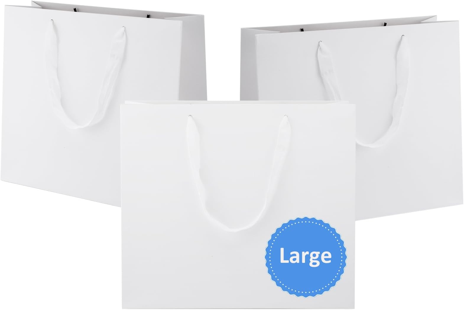 Ronvir 25 Pack Large White Gift Bags with Handles, 32x11x28cm Premium 250gsm Sturdy Paper Bags, Ideal for Christmas Birthday Wedding Party Retail Small Business & Events