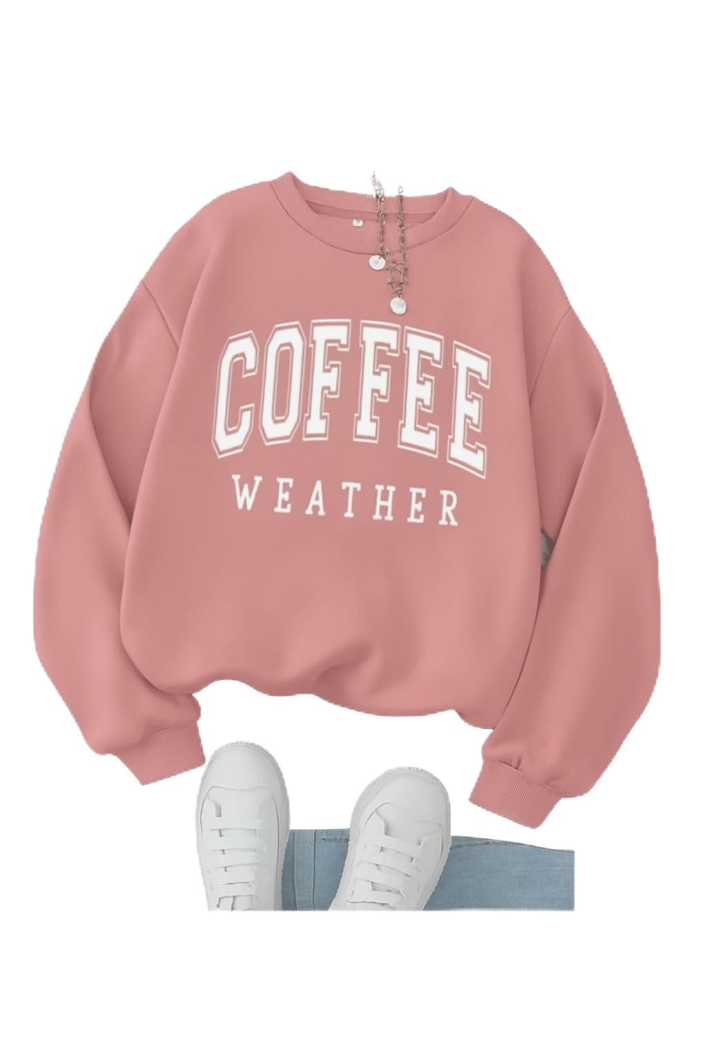 Women's Casual Sweatshirt, Fleece, Regular Fit, Graphic Text Print, Round Neck, Long Sleeve, Winter Wear-picture-20