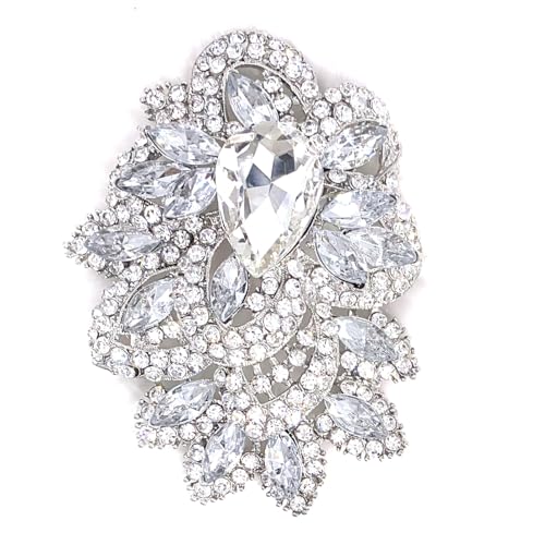 Image of LAXPICOL Big Large Women's Vintage Austrian Crystal Elegant Flower Teardrop Brooch Gold Tone