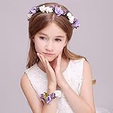 GCRAW® Mujeres Seda Princesa Corona Corona Guirnalda Wristband Set Señora Artificial Flores Espuma Nupcial Corona Pulsera Set , purple