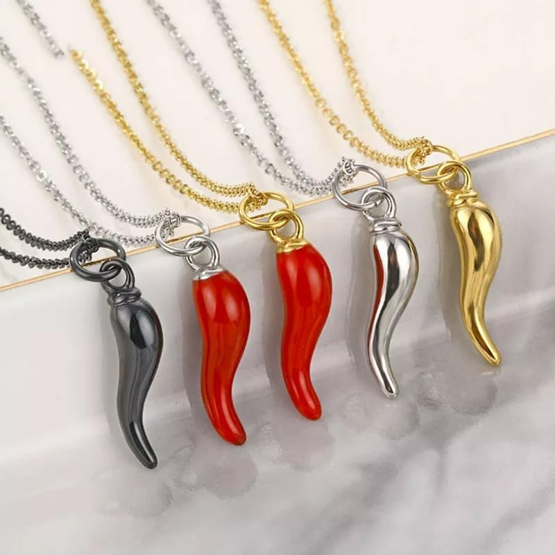 925 Sterling Silver Italian Horn Cornicello Necklace For Women And Men - 14k Yellow Gold Luck Amulet Italian Horn Necklace Chili Pepper Necklace Horn Charm Pendant Jewelry - Image 3