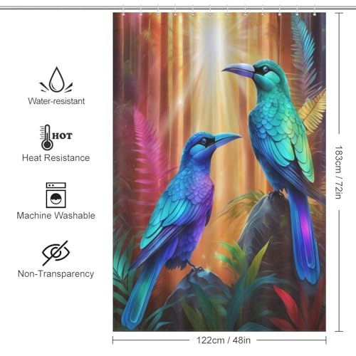 Rideau de douche oiseau mignon en polyester imperméable 122x183 cm