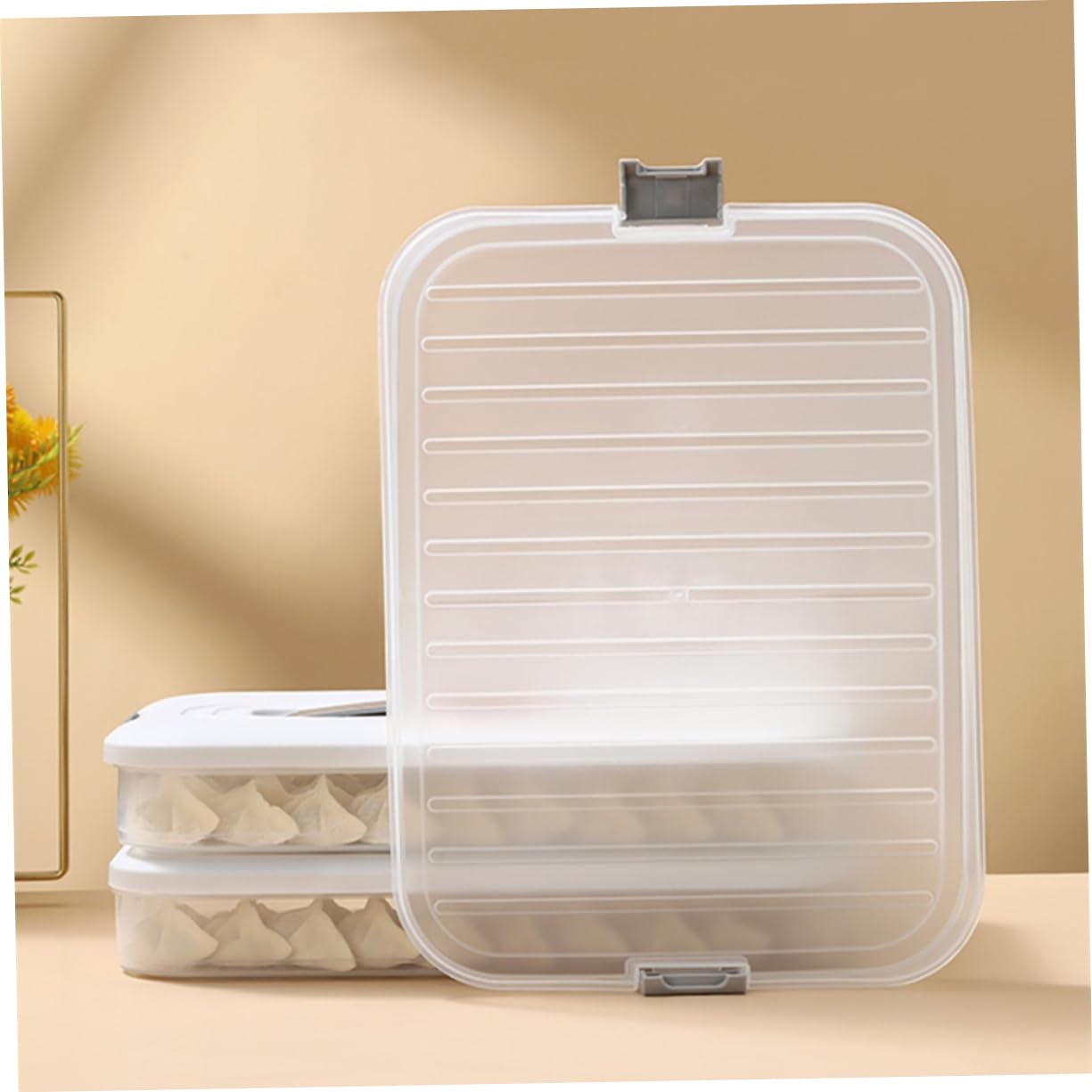 Alipis Boîte de Rangement pour Raviolis 3 Niveaux en Polypropylène Blanc Empilable Organisateur Réfrigérateur la Cuisine Domestique Rangement Aliments Alimentaire