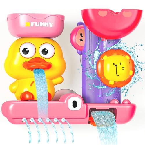 Toddler Bath Toys for 1 2 Year Old: Cute Duck Pink Toys for 1-3 Year Old Girls Gifts - Kids Bath Toy for Girl Age 2-4 - Baby Bath Toys for 18+ Months