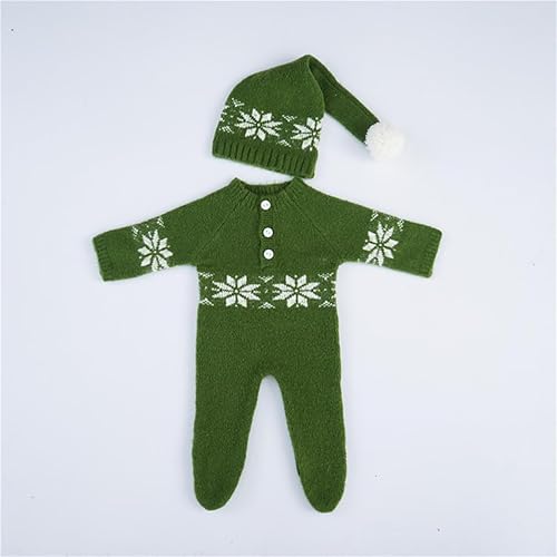Vista 15 de Ropa de Navidad para recién nacido, accesorios para sesión de fotos, ropa de ganchillo, pantalones de sombrero rojo de Papá Noel, accesorios