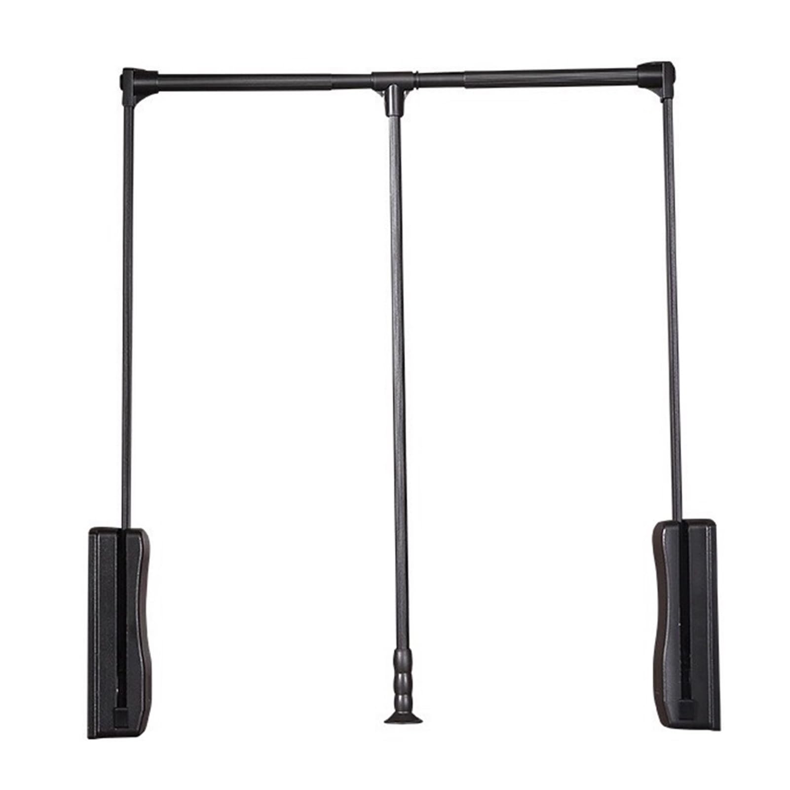 Barre de penderie coulissante réglable en aluminium noir pour armoire