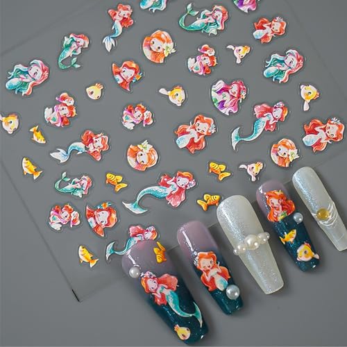 Iddfeve XRMJT_Z24_5D_HYBK5Z 5 Sheets 5D Embossed Seashell Starfish Nail Art Stickers, Self-Adhesive Marine Life Nail Decals, Summer Ocean Design Diy Decorations thumb #4