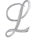 Vivilly Silver Plated Crystal Script Initial Alphabet 26 Letter Brooch pin (L)