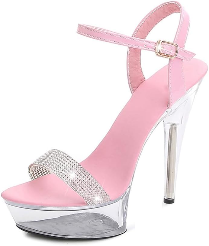 Huhren 5.12 inch/13cm Women's Sexy High Heels Sandals Fashion Open Toe Stiletto Wedding Dress Shoes Party Stripping Dance Pumps