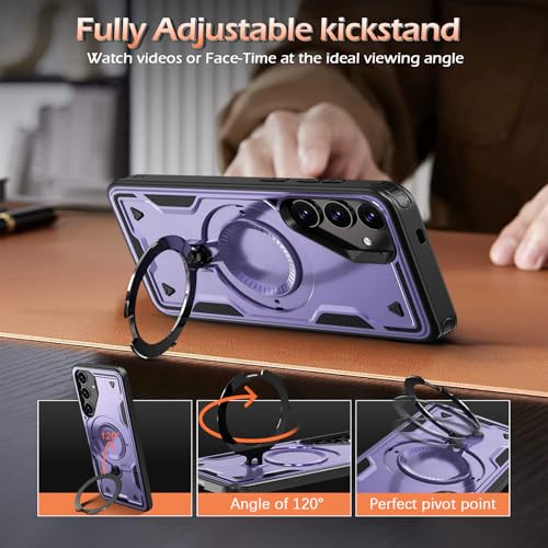 Image of for Samsung Galaxy S24 Case Magnetic with stand, with Mag-Safe, with Screen Protector, Wireless Charging, Shockproof for Samsung S24 5G Phone Case, Ring Holder Phone Cover, for Samsung S24