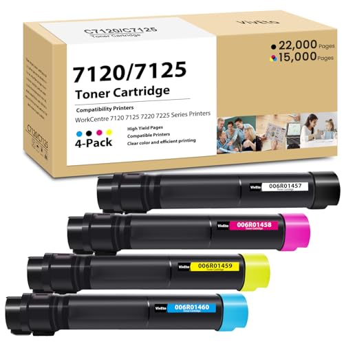 Image of 7120 Toner Cartridge Replacement for Xerox 006R01457 006R01458 006R01459 006R01460 Toner Cartridge Works with WorkCentre 7120 7125 7220 7225 7220i 7225i Printer Ink, 4-Pack (Black Cyan Magenta Yellow)