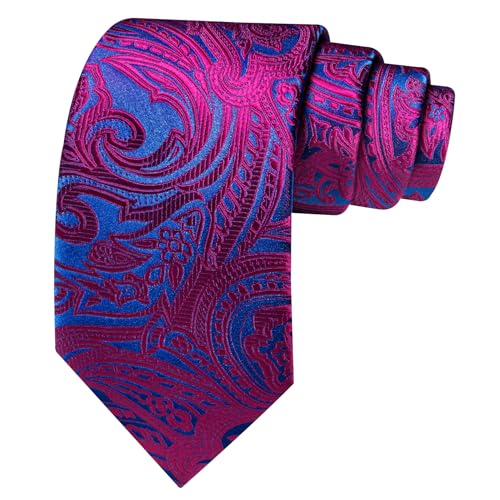 Image of Barry.Wang Paisley Tie Fashion Set Hanky Cufflinks Neckties for Men Woven Silk