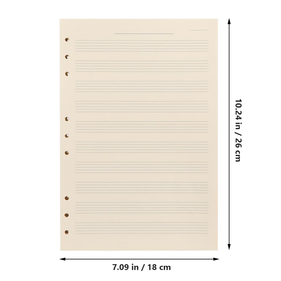 Operitacx Recambio De Papel Manuscrito Musical De 100 Hojas Con 10 Líneas De Pentagrama En Blanco Para Cuadernos De Música Uso Estudiantil Y Profesional