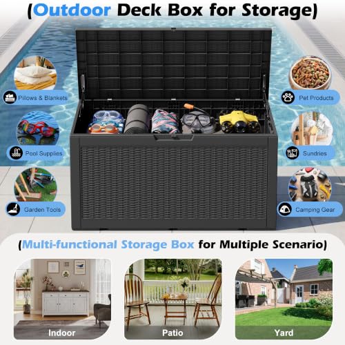 Image of Outdoor Storage Box Waterproof, 110 Gallon Deck Box For Patio Storage