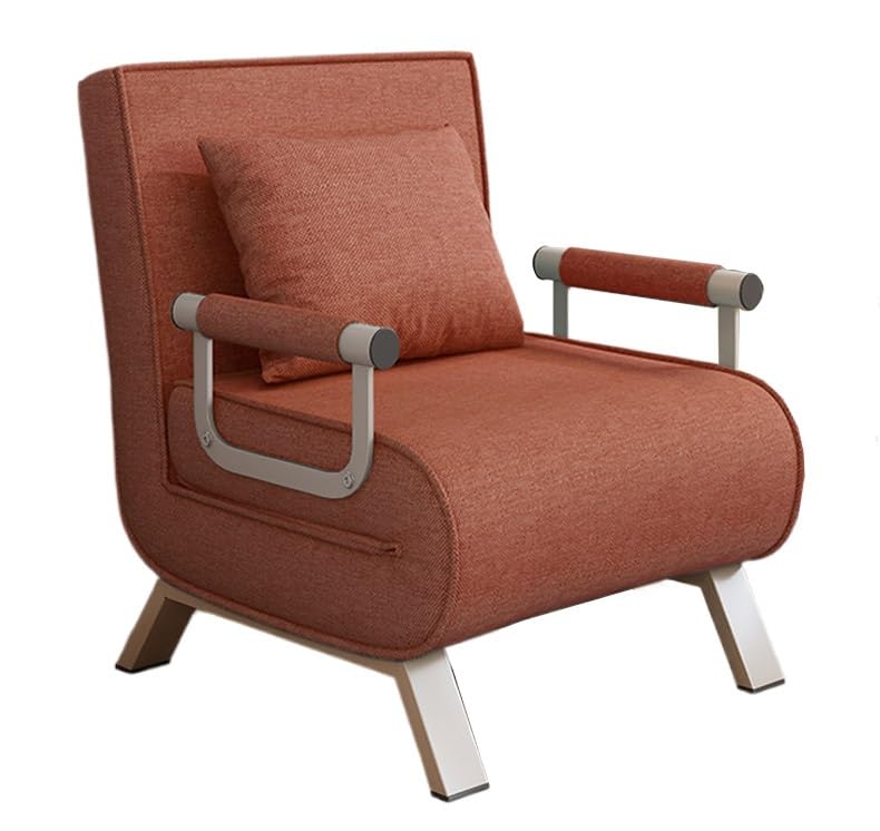 Sillón Cama 1 Plaza Barato Sofá Cama Convertible Sillón Reclinable 3 en 1 con Respaldo Ajustable en 6 Posiciones Almohada Desmontable y Marco Metálico Sofá Tapizada Carga 150kg(Brown)