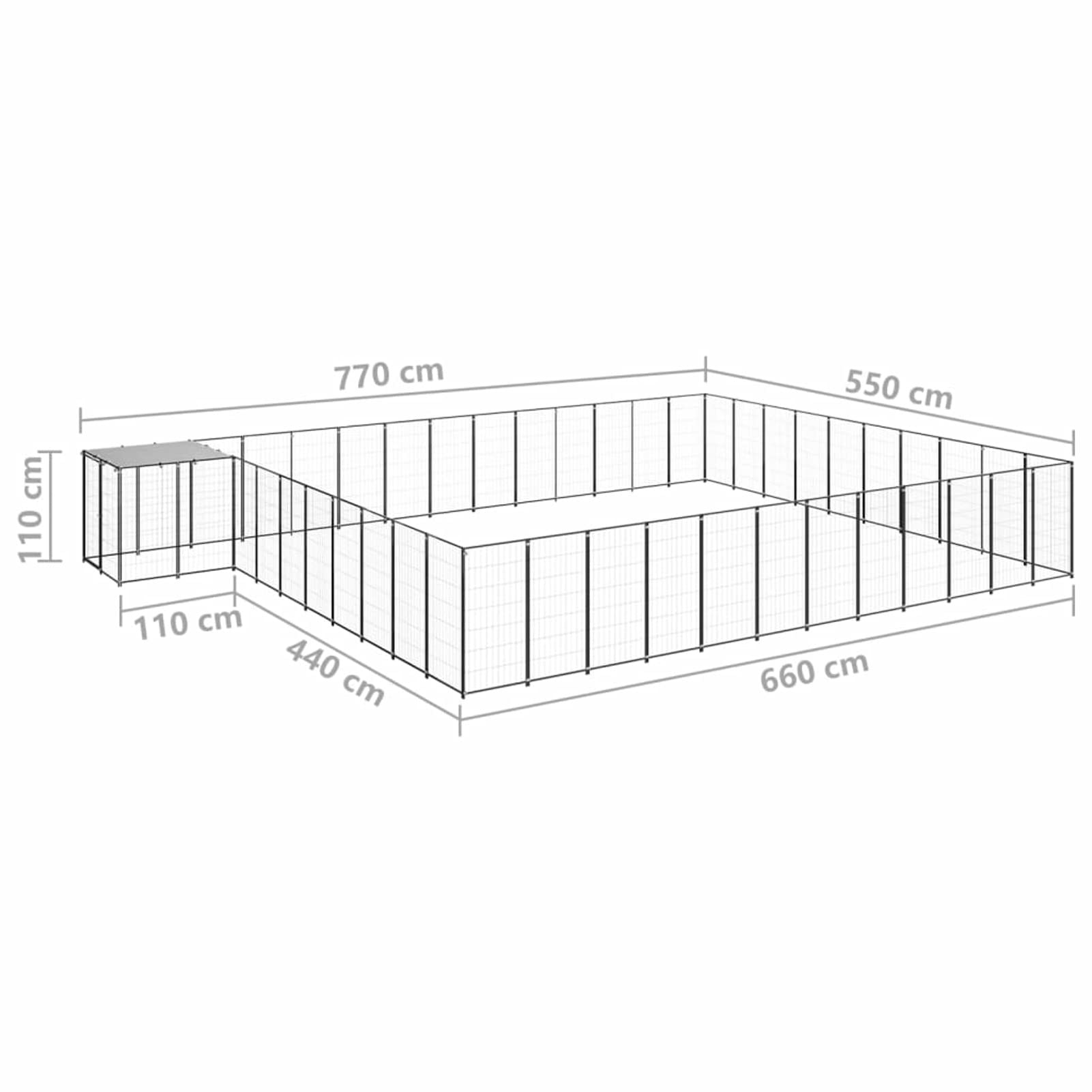 ZEYUAN Gabbia per Cani Nera 37,51 m² in Acciaio,Gabbiette per Cani,Gabbia per Cani da Esterno,Recinto per Cani,Gabbia per Animali(SPU:3082242)