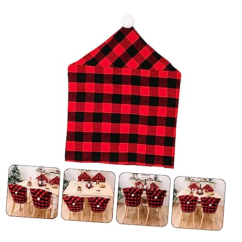Chaise de Noël décorée avec la couverture PRETYZOOM rouge à carreaux pour le réveillon