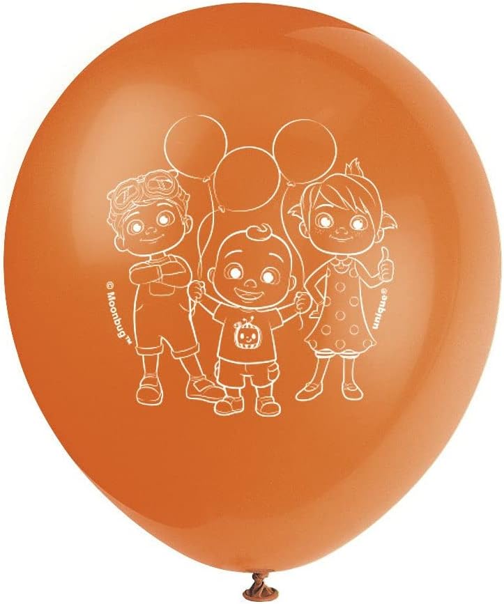 Cocomelon Latex Balloons - 12" (Pack of 8) - Fun & Eye-catching Design - Perfect for Kids' Birthdays and Themed Events