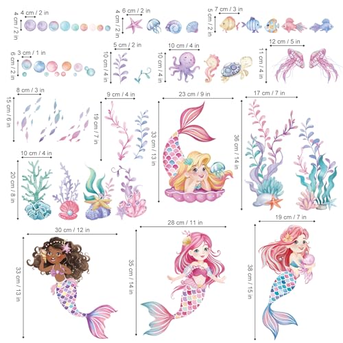 Vinilo decorativo de sirena temática marina para pared miniatura 4