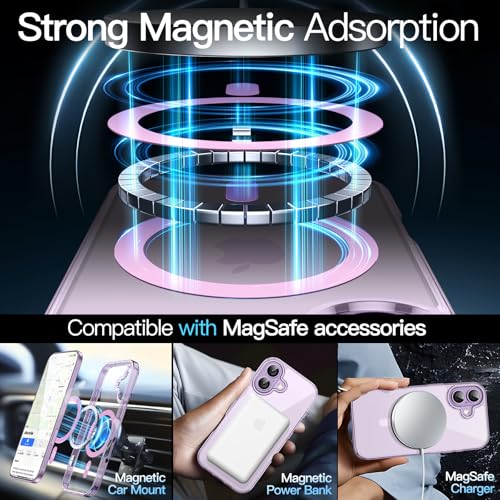 Image of JETech Magnetic Case for iPhone 17 6.3-Inch Compatible with MagSafe, Shockproof Phone Bumper Cover, Anti-Scratch Clear Back (Purple)