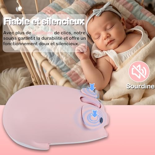 Ratón inalámbrico infantil con forma de cerdo rosa, un regalo ideal para tabletas 2