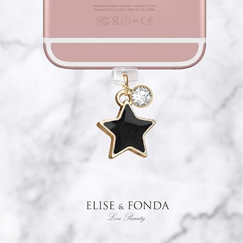 Miniatura 3 de EIISE & FONDA CP17 Puerto de carga USB antipolvo, colgante de estrella pequeña para iPhone 11XS MAXXRX8 Plus76S6SE iPad iPod (negro), Metal de