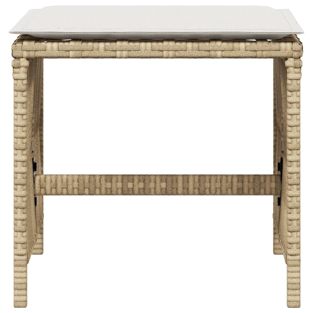 Homgoday Gartenhocker mit Kissen 4 STK. Beige 41x41x36 cm Poly Rattan Modular Sitzhocker Fußbank Hocker Gartenmöbel Fußhocker Beistellhocker Terrasse Balkon