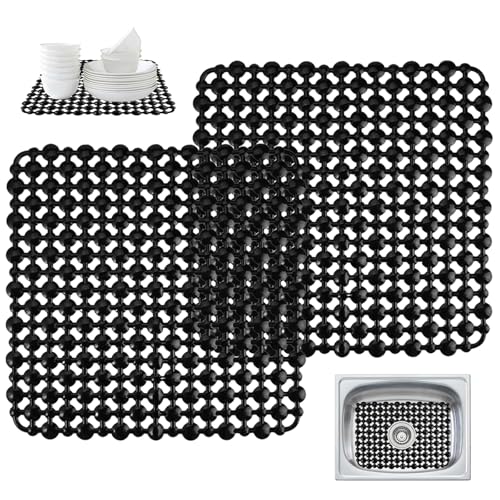 Rainway Lot de 2 tapis d'évier de cuisine en PVC - Découpable - Antidérapant - Pour évier - 28 x 28 cm