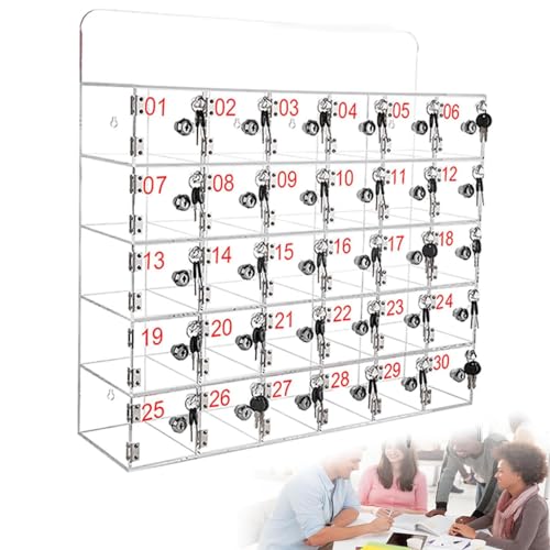 Transparent Wall-Mounted Safe for Mobile Phones,with Locks &amp; Keys,Perfect for Classrooms,Offices,Gyms &amp; Schools - Secure Storage Solution,30Slots