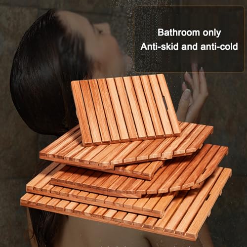 Alfombra de baño de bambú natural, antideslizante, de madera maciza, para uso en interiores y exteriores, decoración de larga duración