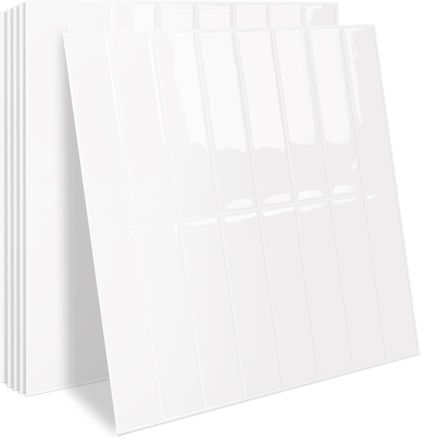 MORCART 20 pegatinas 3D para azulejos adhesivos de cocina pegatinas de ladrillo para baño pegatinas para azulejos de pared chimenea extraíbles impermeables blanco puro MT1988
