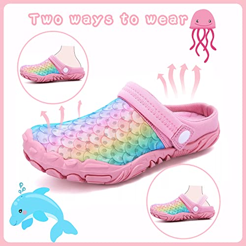 Kids Clogs Garden Shoes Girls Beach Boys Water Shoes Summer Cute Cartoon Slip On Quick Dry Children Classic Slippers Pink Scale 4.5 #TOP4