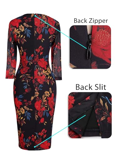 Image of VFSHOW Womens Vintage Square Neck Work Office Business Dress Elegant Casual Cocktail Party Church Bodycon Pencil Sheath Dress