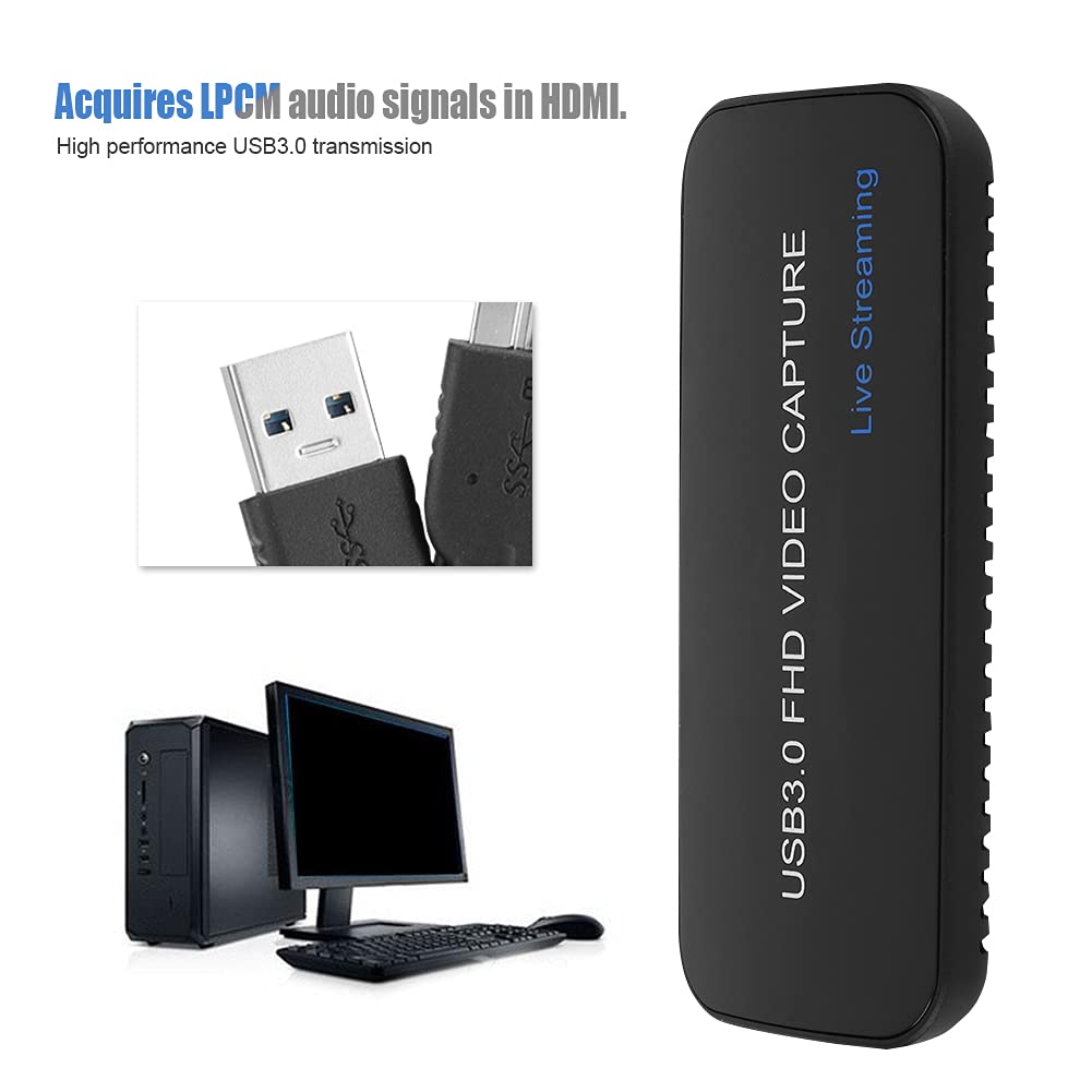 Scheda di acquisizione video USB HDMI HD, scheda di acquisizione video per, Mac e Linux, ingresso HDMI 1080p/60 Hz e 4K 30 Hz, plug-and-play con USB 3.0 per lo streaming e