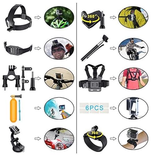 Image of Action Pro Accessories Kit Compatible with GoPro-13 /12 /11 /10 /9 /8 /7 /6 /5 /SJCAM /YI Accessory Action Camera