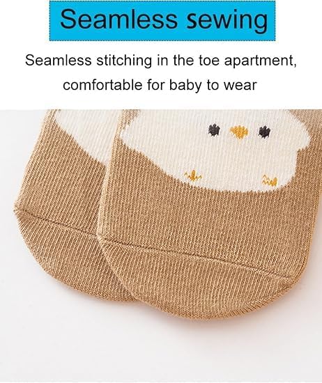 Image of 5Pcs Set Non-Slip Baby Socks Summer Season For 0-3 Years, Anti Slip Grip Ankle Socks With Non Skid Soles Infants, Baby Socks With Grip For Toddler Baby Girl Boys Cartoon Socks