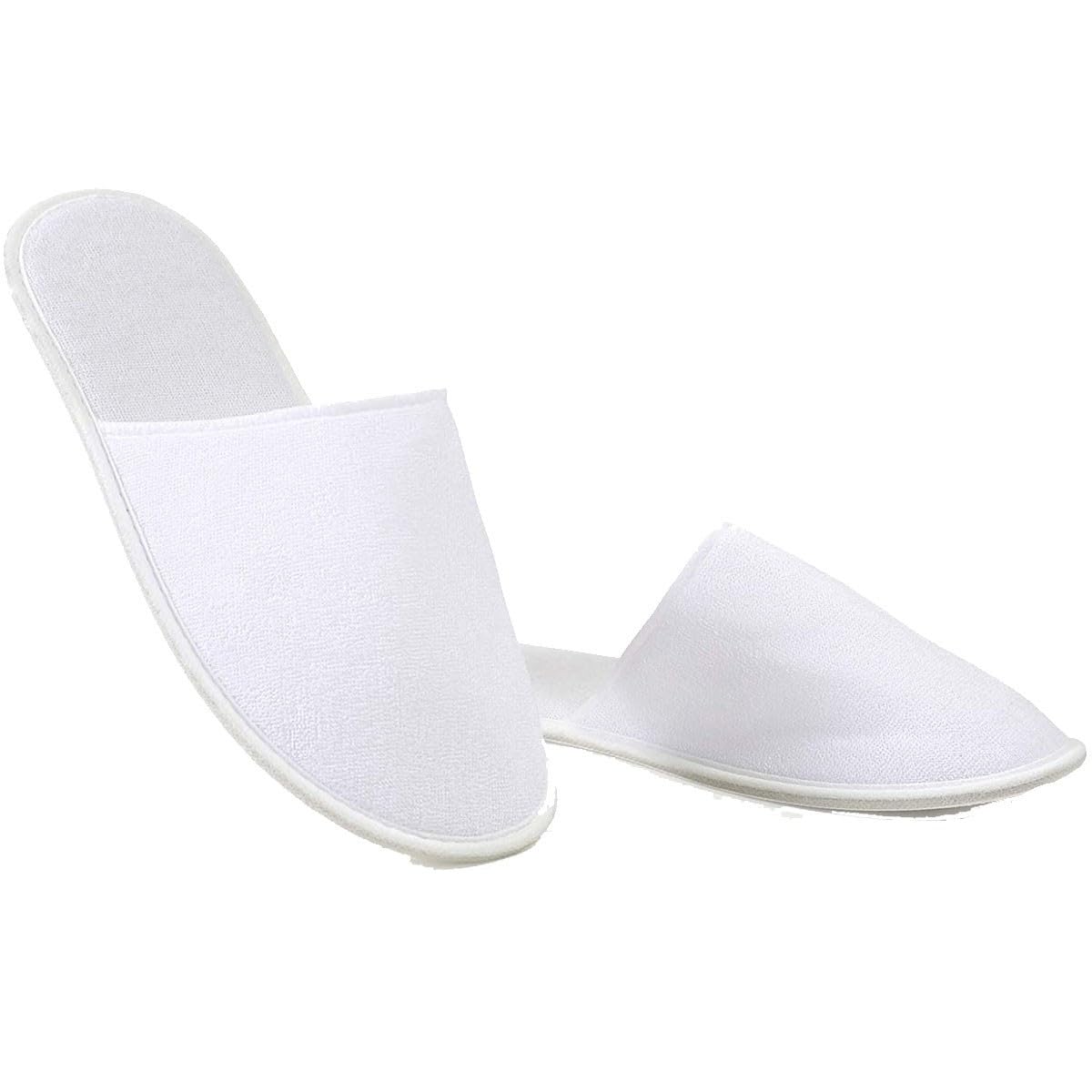 Lot de 100 Paires de Chaussons fermés Pantoufle éponge jetables Blancs pour Thalasso, hôtel, Spa, Piscine
