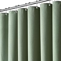 BTTN Waffle Weighted Shower Curtain, Waterproof, 182x182cm, Sage Green