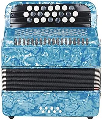 Serene16 - Fisarmonica professionale, 22 tasti, 8 bassi, strumento musicale a fisarmonica in legno massello, per principianti e studenti, con custodia, colore: azzurro cielo