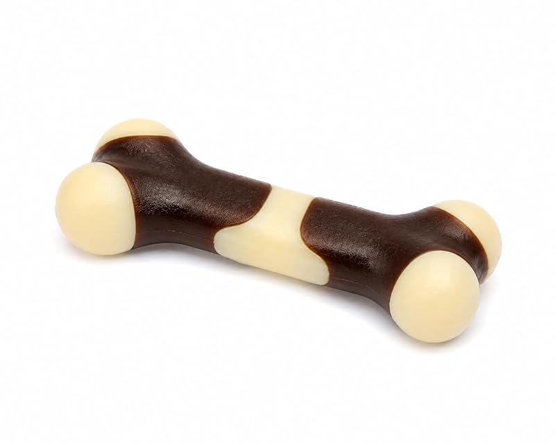 Brinquedo Osso para Mastigar para Cães Médios, Nylon com Revestimento Sabor Carne MIDGCD, 14,5 cm