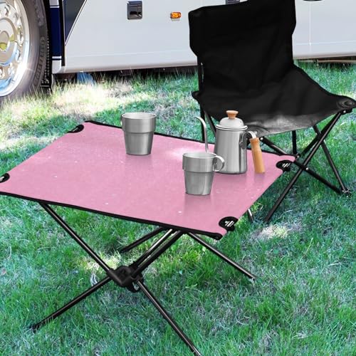 Mesa plegable para camping SDMKA temática rosa, portátil y fácil de llevar para playa y picnic con bolsa duradera miniatura 2
