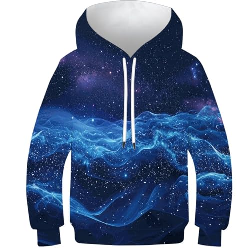 Pull à capuche garçons et filles manches longues sweat à poche imprimé étoiles 8-10Y