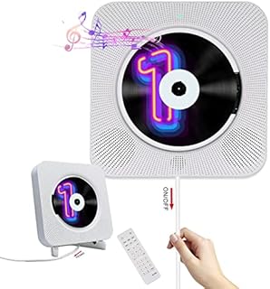 Wall Mountable CD Player - Homlab Bluetooth Desktop CD Player with Speakers, Dust Cover, FM Radio, Anti-Skip Protection, Portable Music Player Home Audio Boombox with LCD Display, Remote, Aux Input
