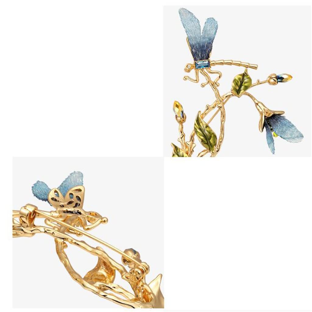 Stickerei Farbverlauf Libelle Blume Romantische Blatt Brosche Brosche Kleid Mantel Pin Zubehör