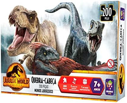 Jurassic World, Quebra cabeça Mundo Jurassico 200 peças, Mimo bri...