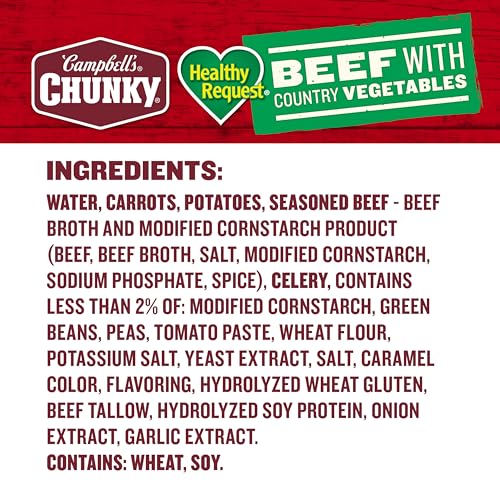 Image of Campbell's Chunky Healthy Request, Beef Soup with Vegetables, 18.8 Oz (12 Pack)