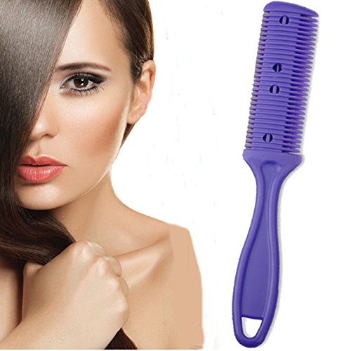 Carejoy Hair Shaper Cutter Comb with Handle Universal Razor Comb Hair Cut Scissors Hair Cutting Comb Double Sided Purple