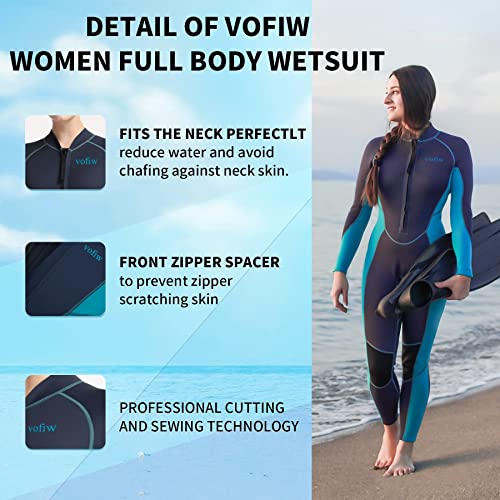 Vofiw Wetsuit For Womens 2Mm Neoprene Full Wet Suits Front Zipper Diving Suit Keep Warm Swimsuit For Snorkeling Diving Surfing Swimming #TOP2