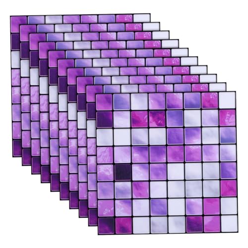 DOITOOL Purple Peel and Stick Tile Stickers, 10 Pack Mosaic Wall Decals