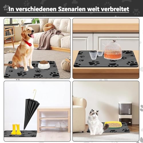 Caiyloxn Napfunterlage Hund 60 X 40 cm Haustierfuttermatte für Hunde und Katze Große Futtermatte Hundenapf Unterlage rutschfeste wasserdichte Futternapf Unterlage für Haustiere(Grau)